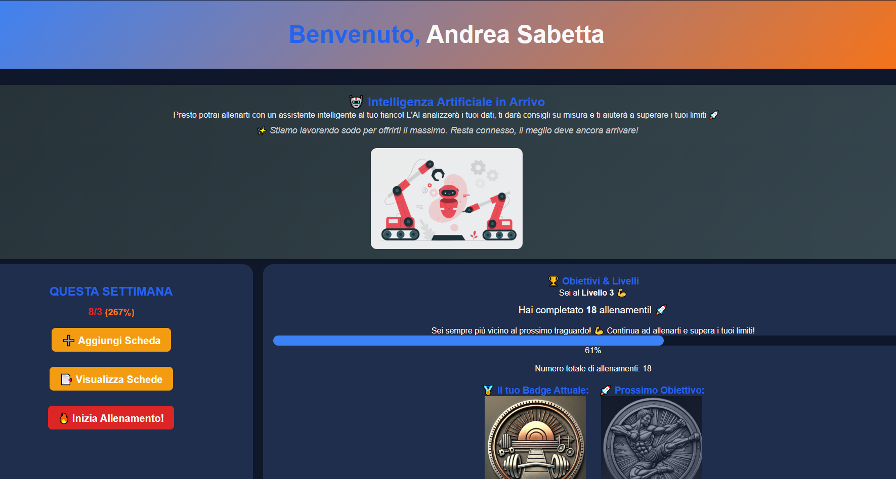 Tracciamento dei Progressi – Dashboard Personalizzata MyGymStats - Sito Web Portfolio