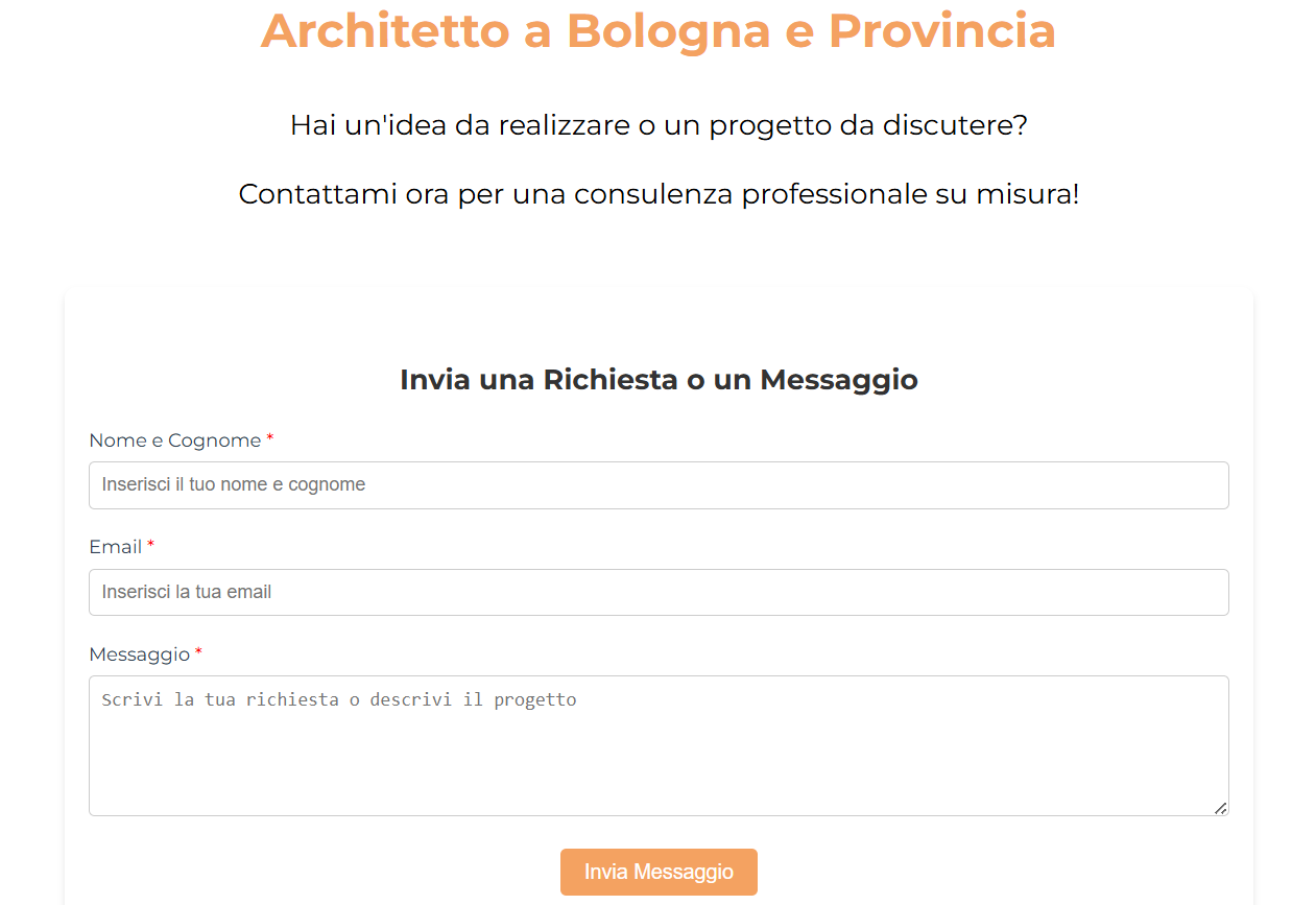 Contatti Rapidi e Richieste Preventivi - Sito Web Portfolio